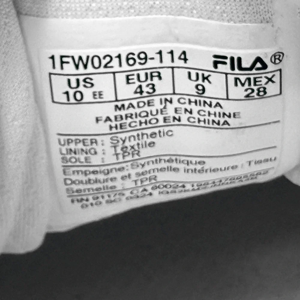 Fila Vulc 13 Low Gum Shoes / Sneakers - NEW Mens 10 ee Wide White - #49768-FLR